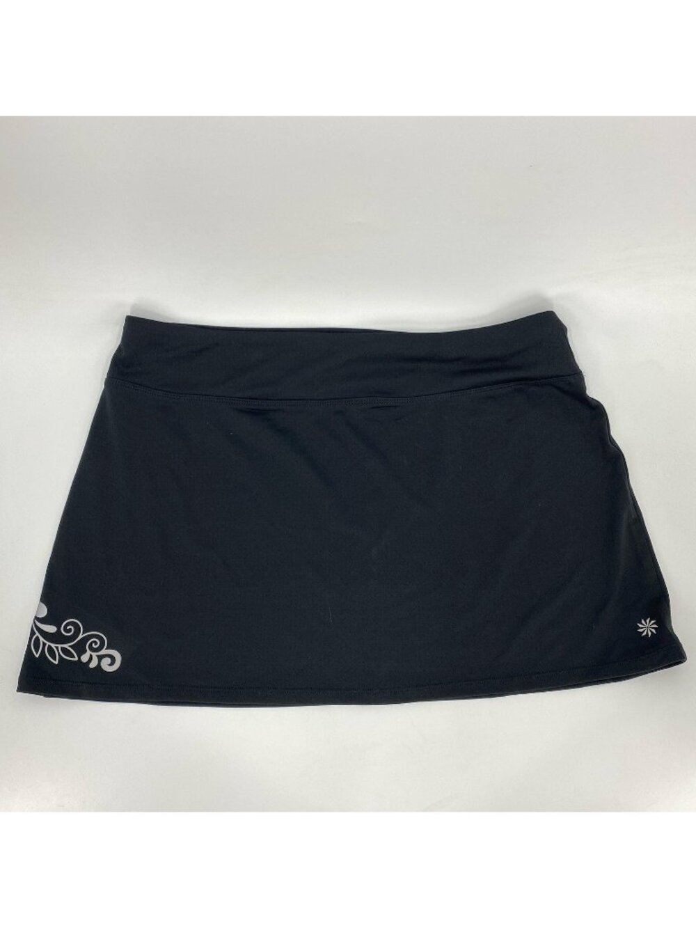Athleta Black Mini Skirt With Reflective Print Elastic Pull On Womens Large